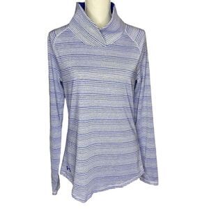 Under Armour Zinger Sz Med Blue Stripe Crossover Cowl Neck Pullover Sweatshirt